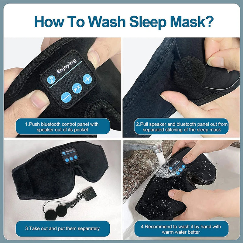 Máscara para dormir com  fone de ouvido integrado Bluetooth 3D
