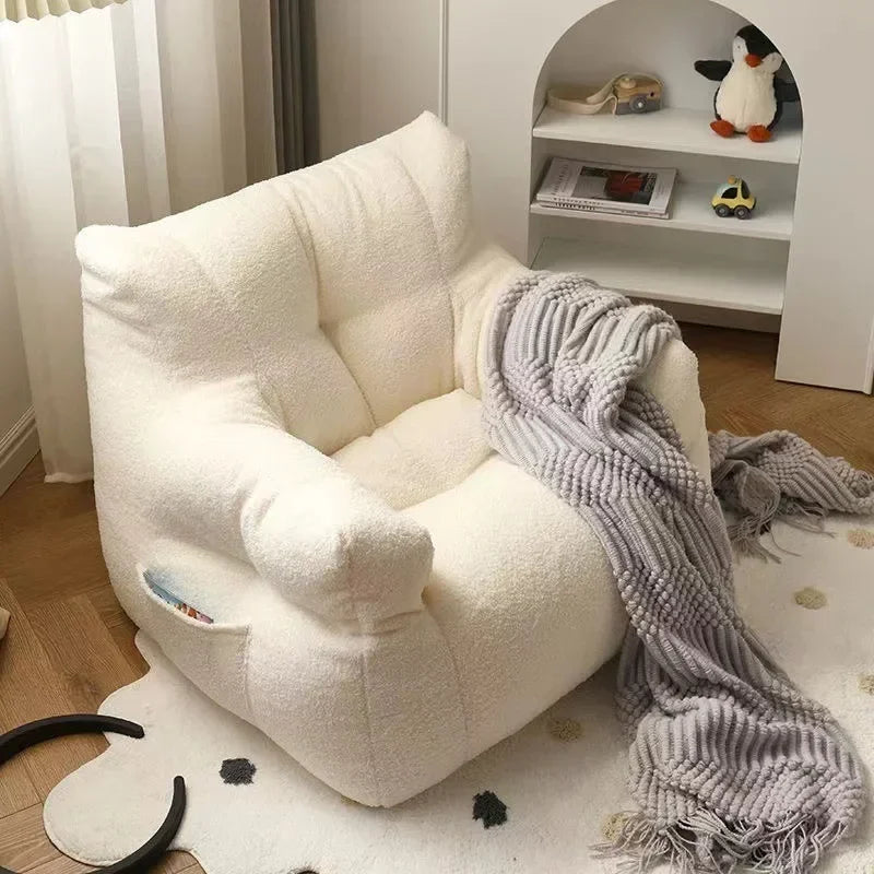 Sofá infantil para leitura, sofá preguiçoso de algodão e linho tecido de lã de cordeiro fofo pequeno sofá cadeira removível e lavável
