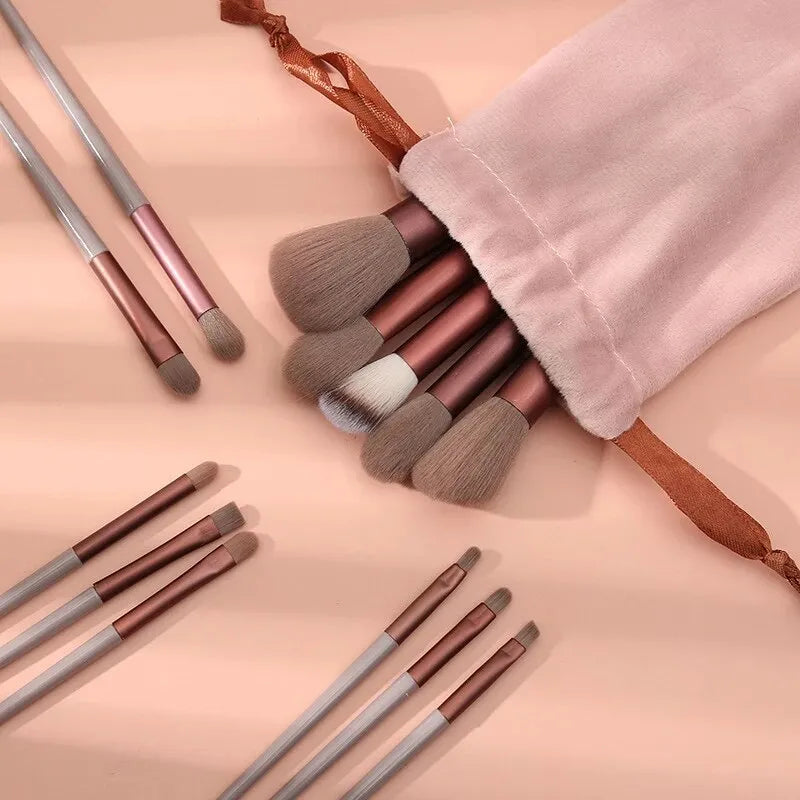 Conjunto de 13 pincéis, incluindo pincel base, pincel de maquiagem, pincel de sombra, pincel blush, pincel de sombra, pincel labial, etc.
