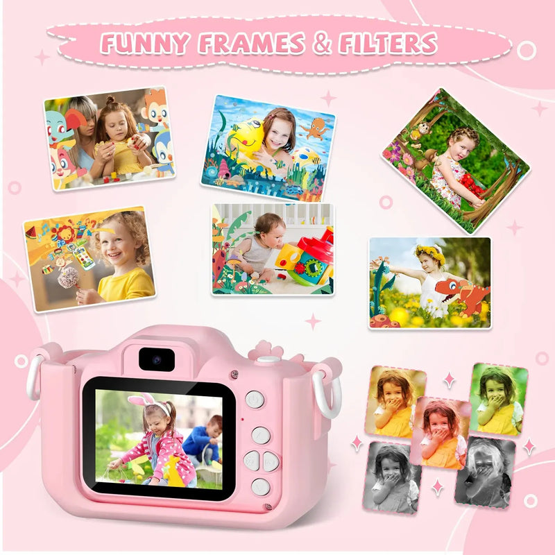 Câmera infantil 1080p hd câmera de vídeo digital para crianças de 2.0 polegadas câmera infantil com capas de silicone brinquedos para presentes de aniversário de natal