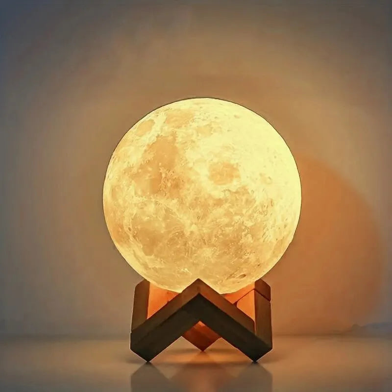 Luminária Lua Cheia 3d Decoração Quarto Abajur Led 7 Core