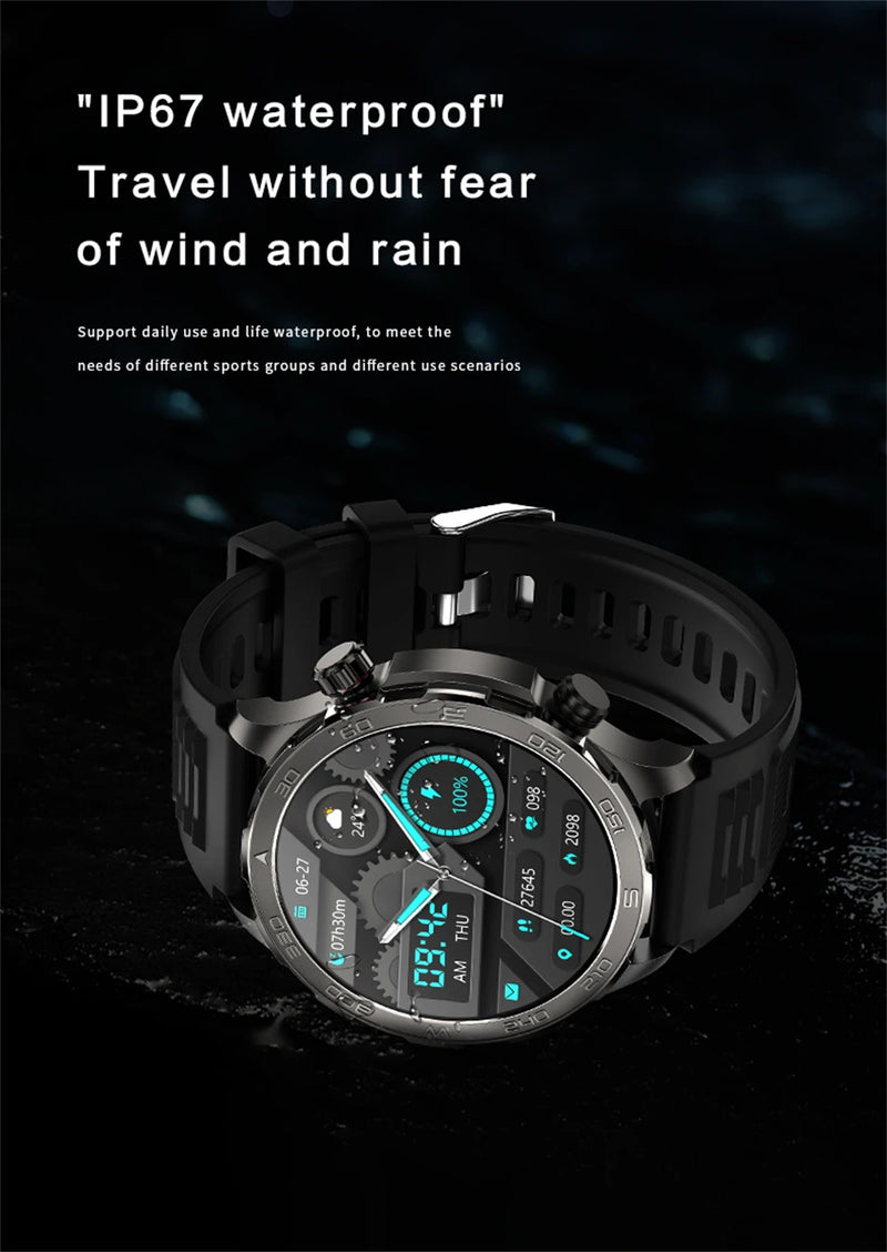 Relógio Inteligente de Chamada Bluetooth para Homens, Huawei AMOLED, Tela Grande HD, Frequência Cardíaca, NFC, IP68 Impermeável, GPS, Relógio Esportivo