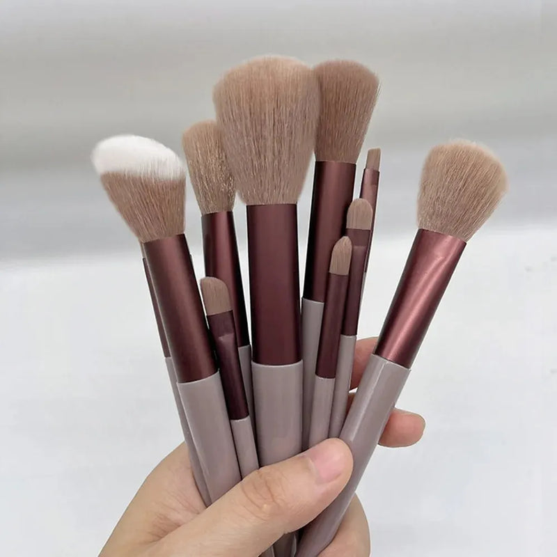 Conjunto de 13 pincéis, incluindo pincel base, pincel de maquiagem, pincel de sombra, pincel blush, pincel de sombra, pincel labial, etc.
