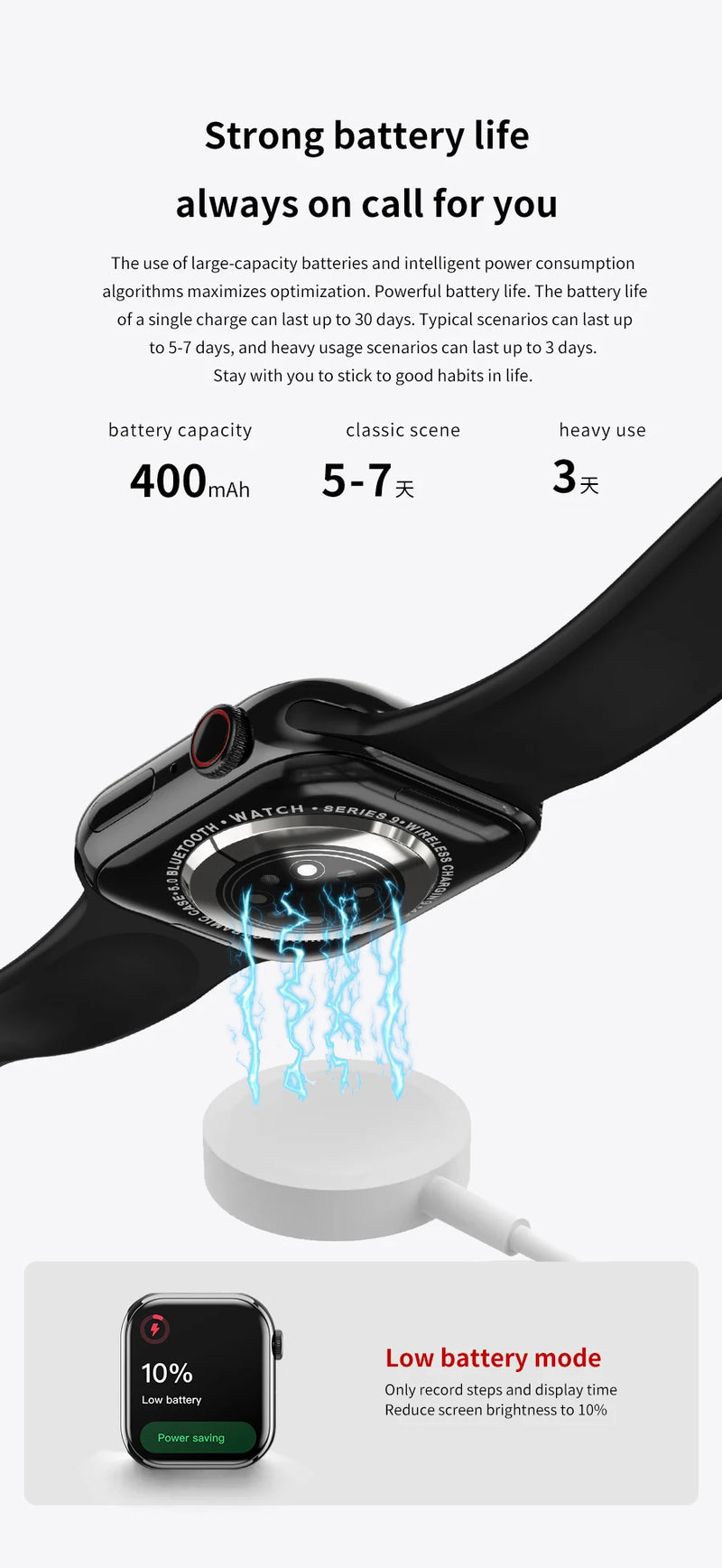 Novo relógio inteligente de carregamento sem fio smartwatch