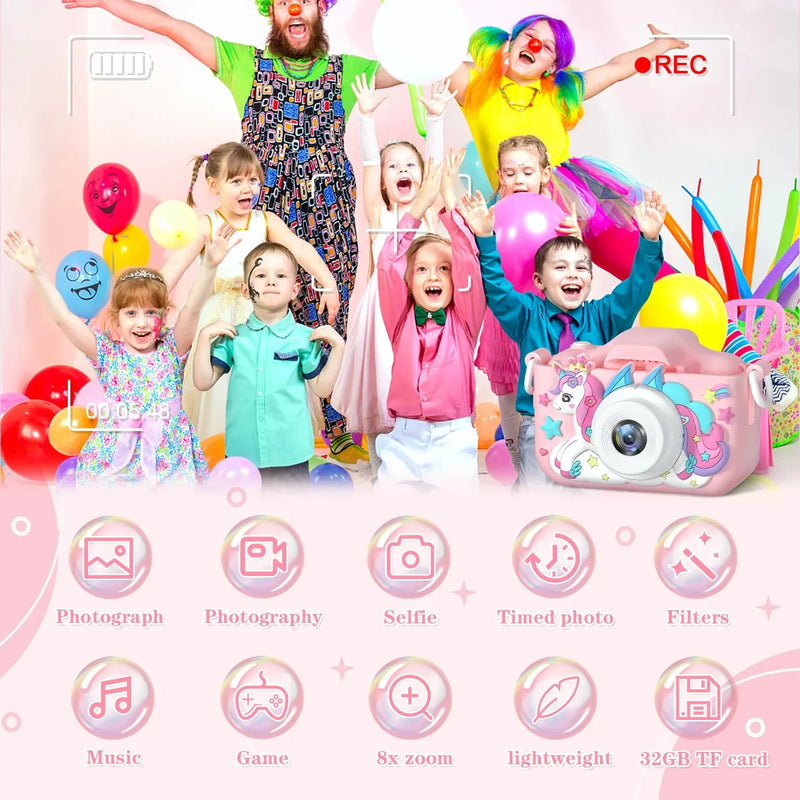 Câmera infantil 1080p hd câmera de vídeo digital para crianças de 2.0 polegadas câmera infantil com capas de silicone brinquedos para presentes de aniversário de natal