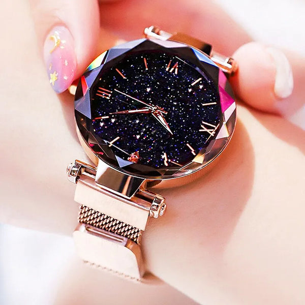 Relogio de quartzo feminino ceu estrelado / designer diamente (incrivelmente lindo)