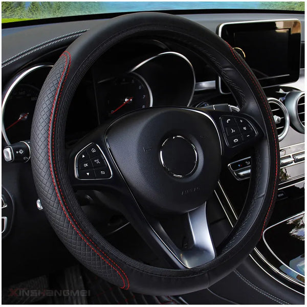capa de volante antiderrapante 37/38 cm - em relevo de couro