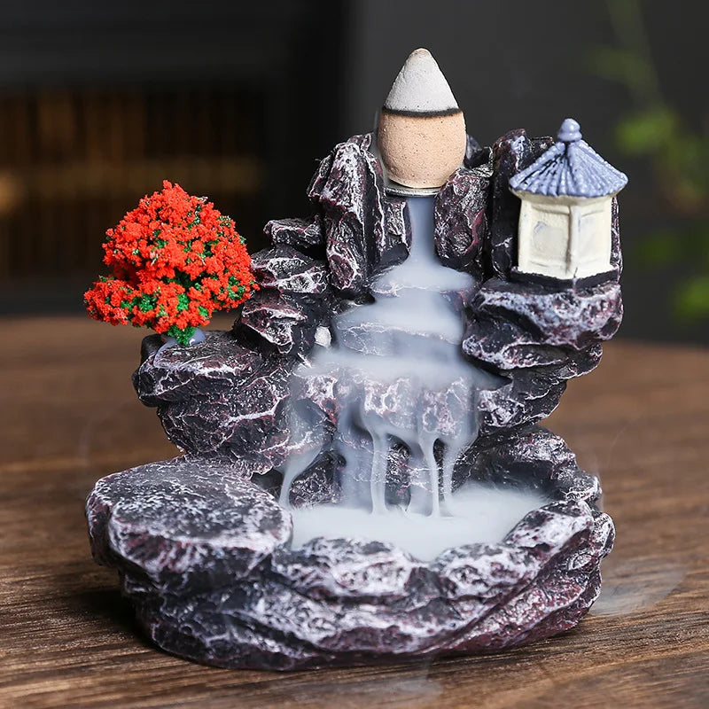 Suporte de incenso com fluxo reverso, queimador de incenso em cascata, decoração para casa, ornamento de aromaterapia, cones com fluxo reverso