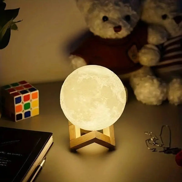 Luminária Lua Cheia 3d Decoração Quarto Abajur Led 7 Core