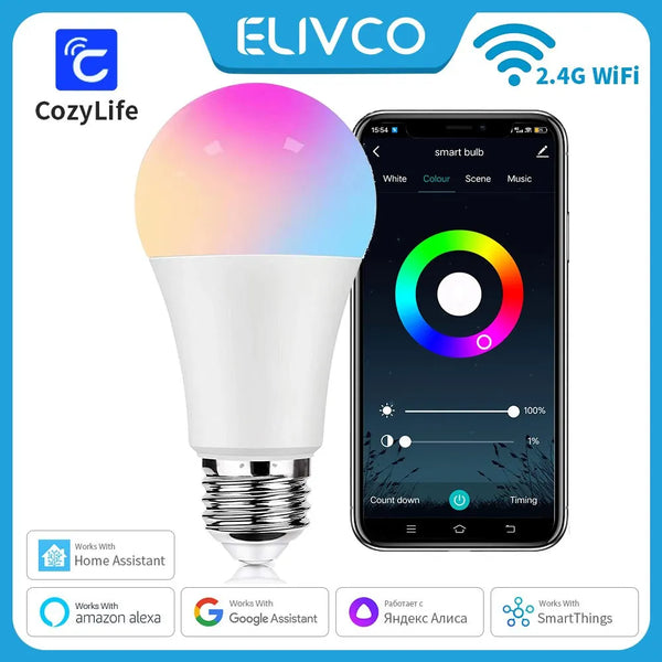 lampada RGBCW E27 Wifi Smart Dimming Light Bulb Timer / controle de voz, CozyLife Support SmartThings Alexa Google Home Alice Home Assistant