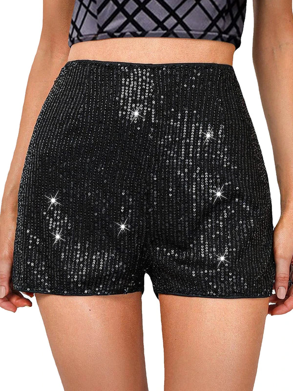 Shorts de lantejoulas feminino - cintura alta  - look para festas e clubs