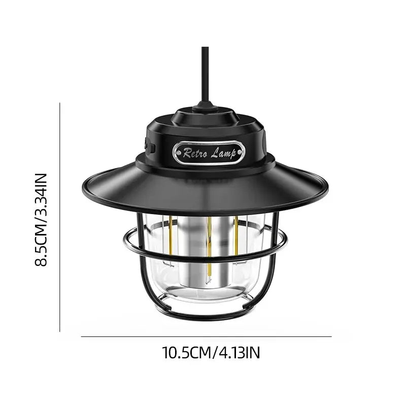 Led lâmpada de acampamento recarregavel retro