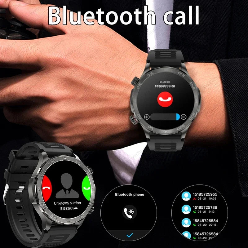 Relógio Inteligente de Chamada Bluetooth para Homens, Huawei AMOLED, Tela Grande HD, Frequência Cardíaca, NFC, IP68 Impermeável, GPS, Relógio Esportivo