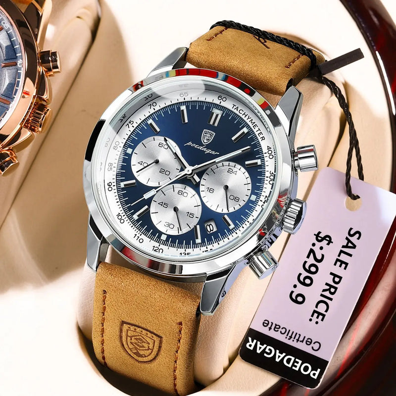 RELÓGIO POEDAGAR Luxury Man / quartzo - pulseira de couro - (casual look)