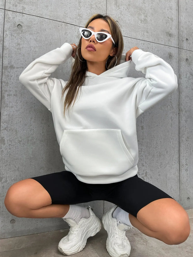 blusa feminina com capuz - moda casual (muito quente e confortavel)