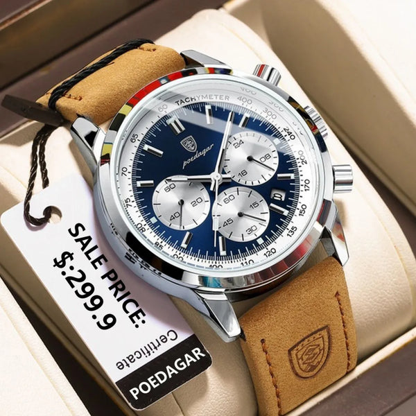 RELÓGIO POEDAGAR Luxury Man / quartzo - pulseira de couro - (casual look)