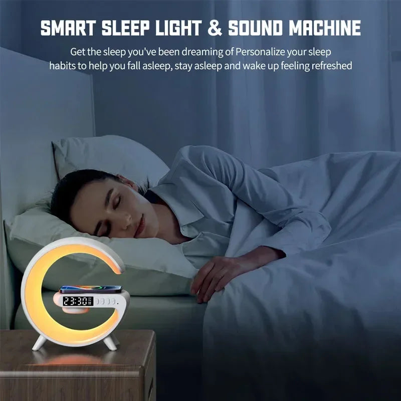 Novo multifuncional 3 em 1 + carregador sem fio, suporte alto-falante, rgb luz noturna estação de carregamento rápido para iphone, samsung, xiaomi, huawei