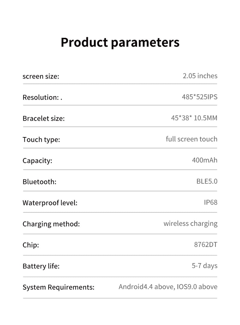 Novo relógio inteligente de carregamento sem fio smartwatch