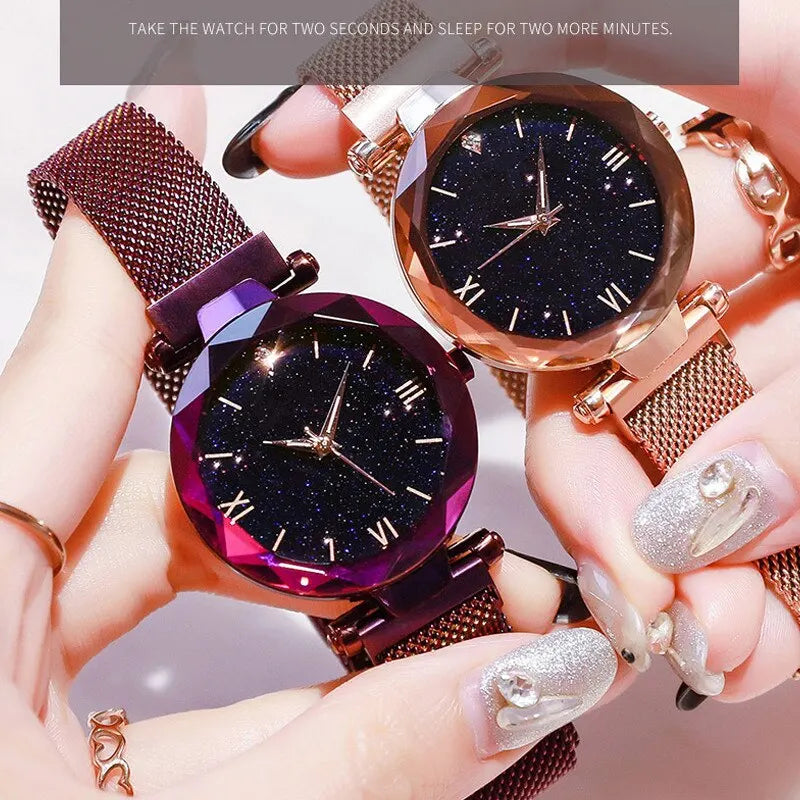 Relogio de quartzo feminino ceu estrelado / designer diamente (incrivelmente lindo)