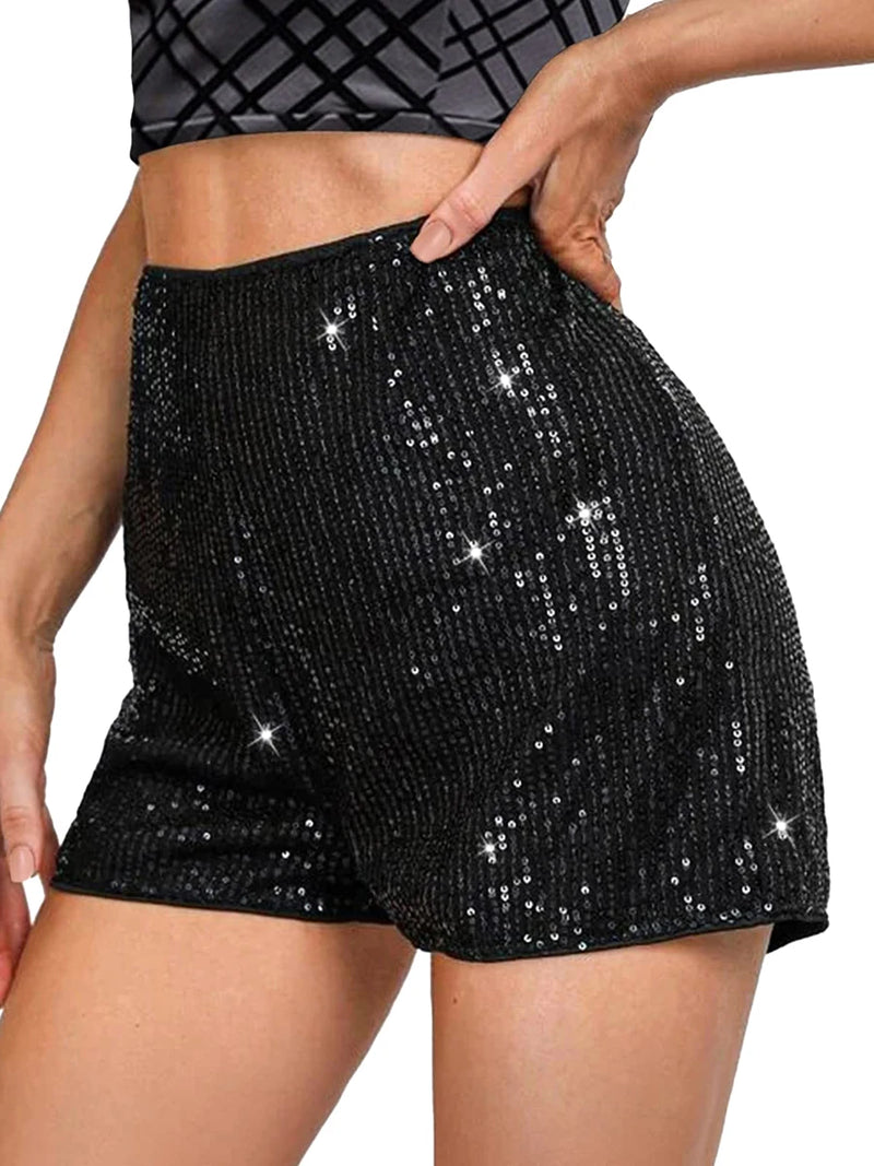 Shorts de lantejoulas feminino - cintura alta  - look para festas e clubs