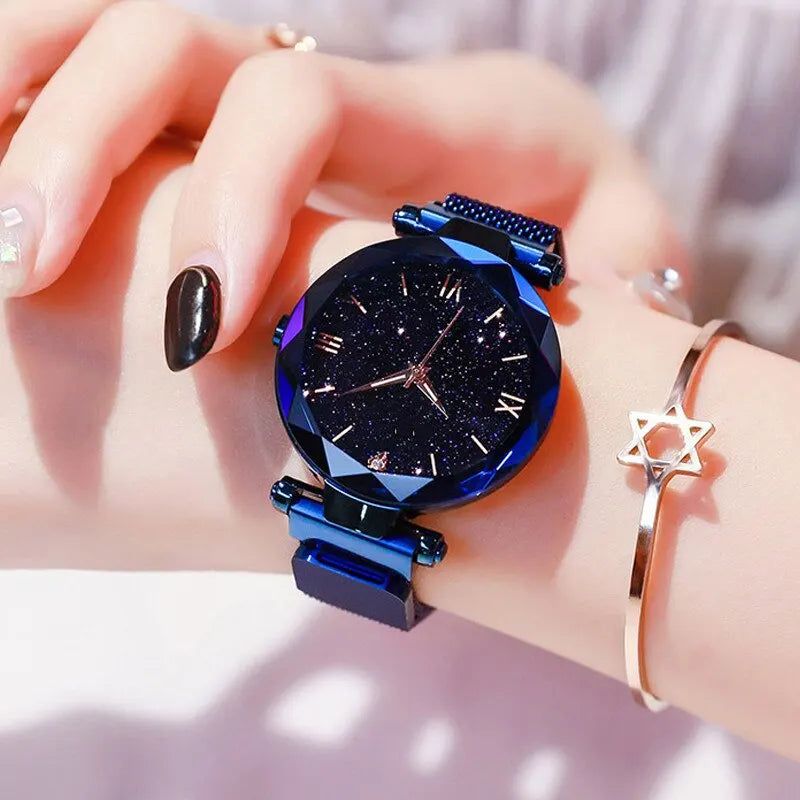 Relogio de quartzo feminino ceu estrelado / designer diamente (incrivelmente lindo)