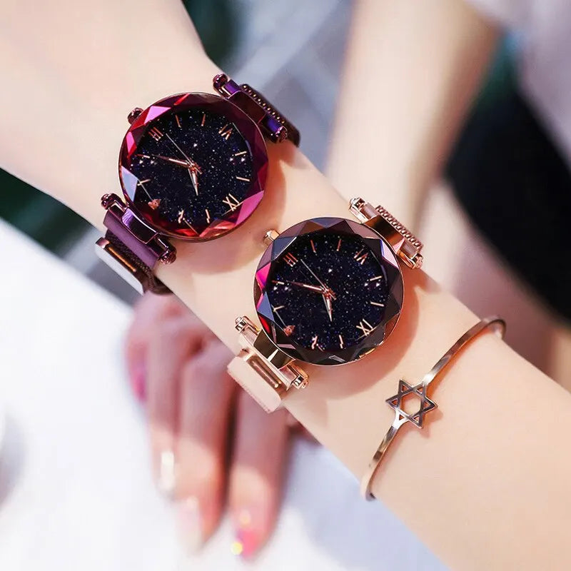 Relogio de quartzo feminino ceu estrelado / designer diamente (incrivelmente lindo)
