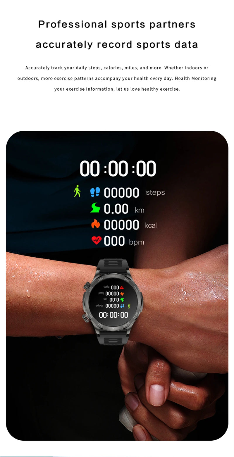 Relógio Inteligente de Chamada Bluetooth para Homens, Huawei AMOLED, Tela Grande HD, Frequência Cardíaca, NFC, IP68 Impermeável, GPS, Relógio Esportivo