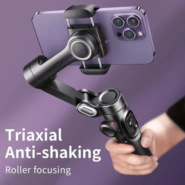 AOCHUAN Estabilizador gimbal de 3 eixos para smartphone com luz de preenchimento RGB Estabilizador gimbal portátil profissional para iPhone 15 14 13 12 Pro/Max Galaxy S22 YouTube TikTok Gravação de videos