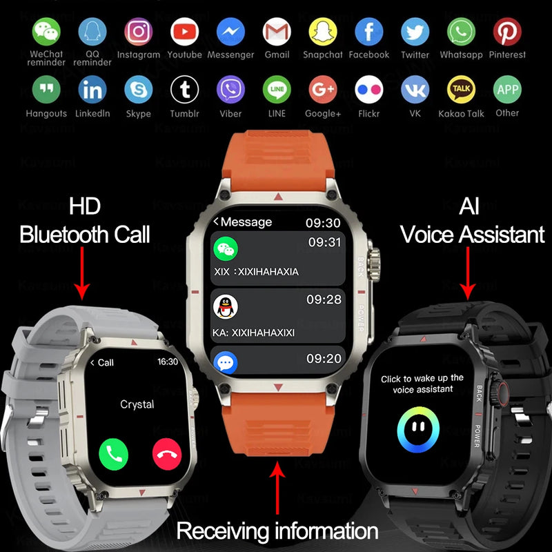 smartwatch 2024 masculino - GPS Movement Track NFC Bluetooth Call AI Voice Assistant All-Round Health Monitoring Sports