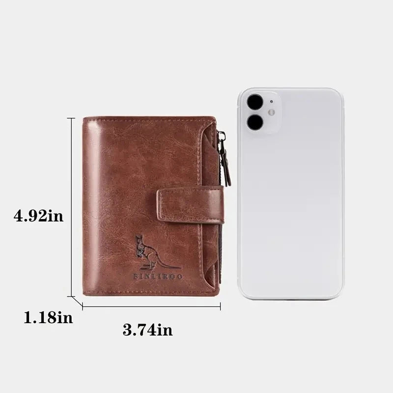 carteira masculina de couro com ziper (muito elegante)