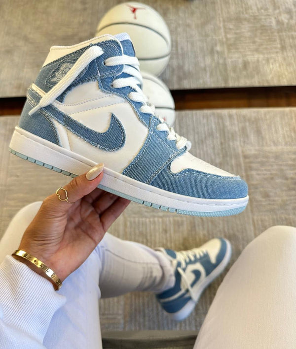 Nike jordan 1 - Modelo jeans -  Linha premium - Solado de borracha - Dois pares de cardarço - Mais chaveiro de brinde